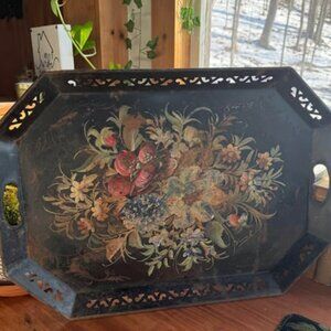 Antique Hand Painted Toleware Tray
